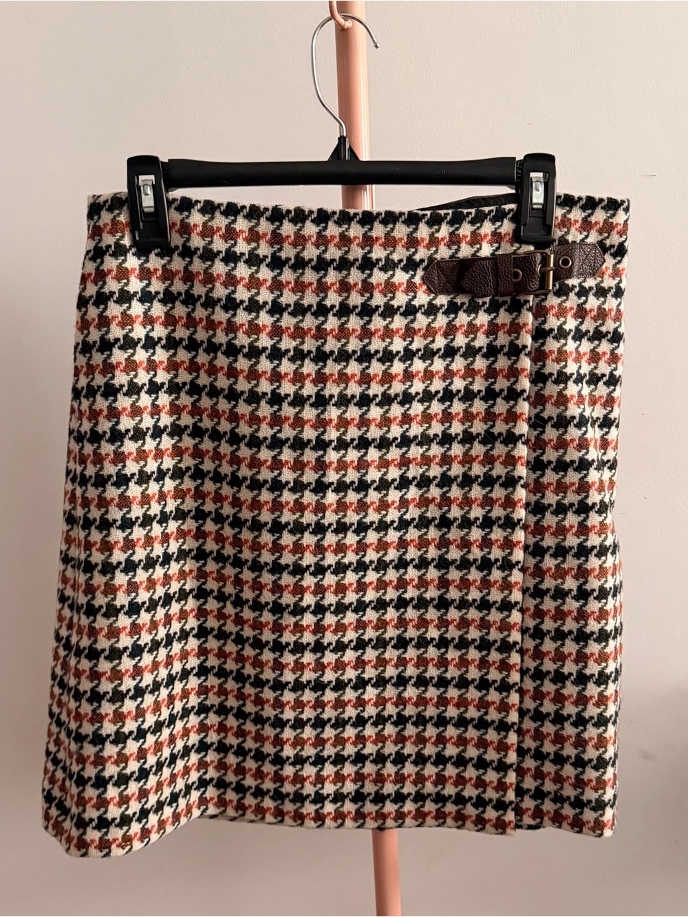 Boden Houndstooth Mini Skirt in Black, Cream & Brown 100% wool